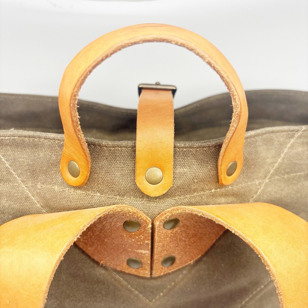 Winter Session Waxed Canvas Roll Top Backpack in Walnut Waxed + Tan Leather - Picture 13 of 16